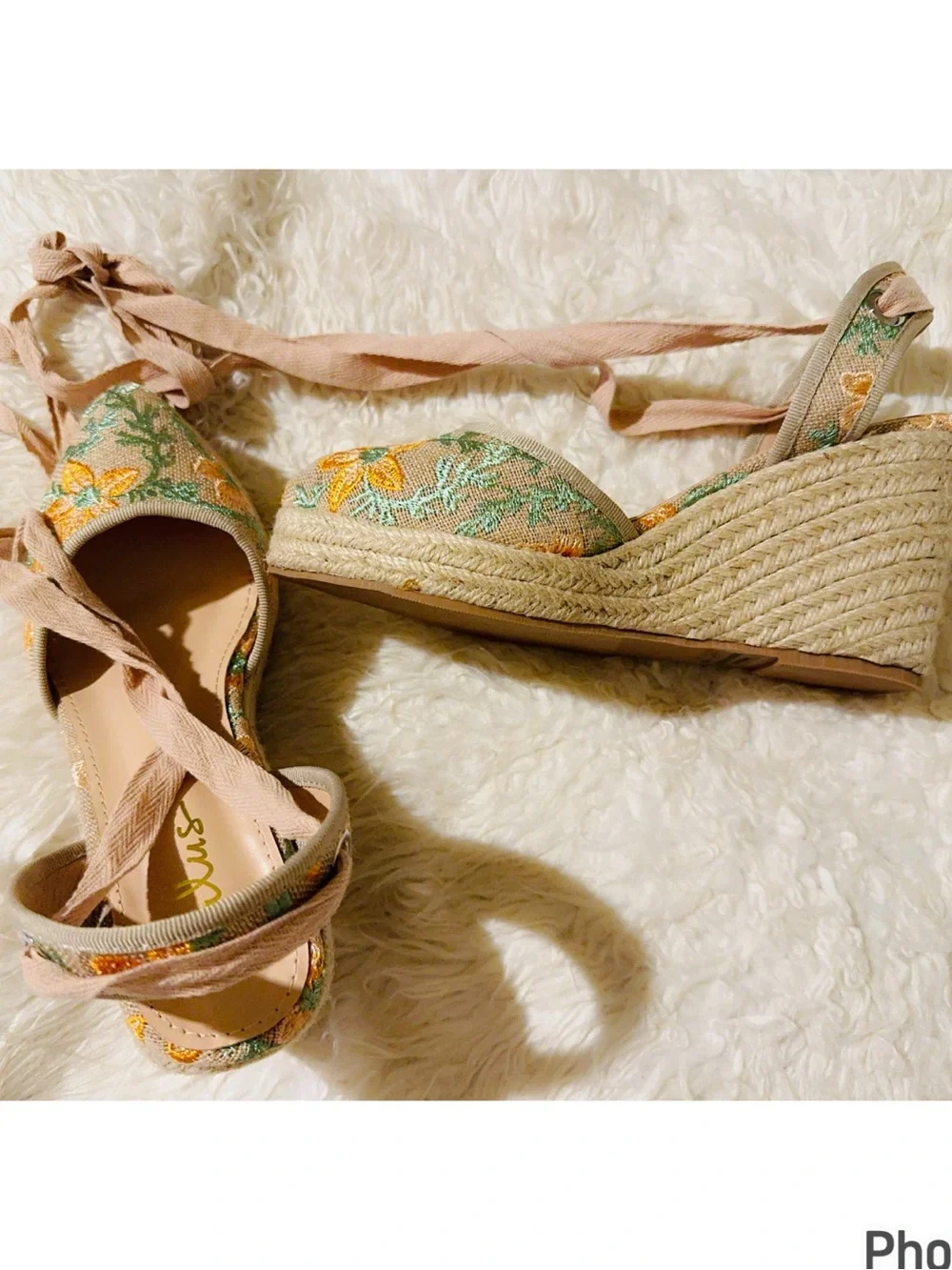 LULU’s Embroidered Espadrille Wedge Sandals 8 NIB